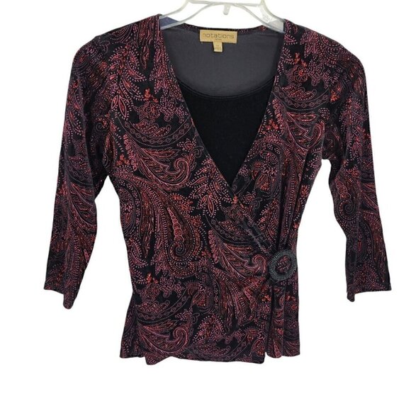 VTG Velvet Glitter Paisley Blouse Petite Small PS whimsigoth fairy Grunge witchy - Picture 1 of 5